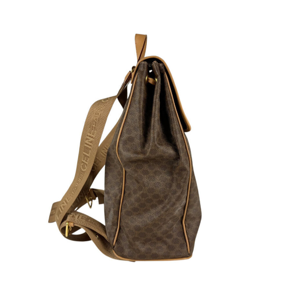 Celine Canvas Backpack Coated Brown Macadam